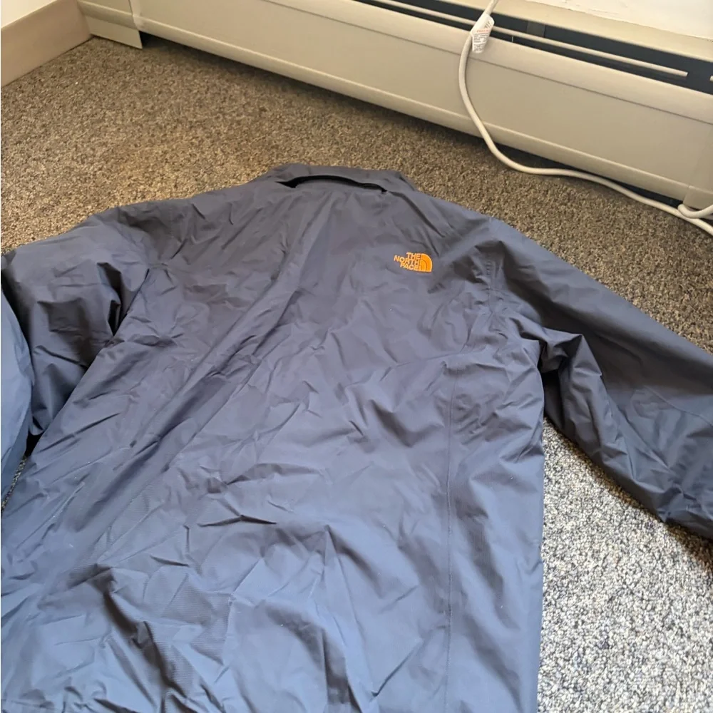 The North Face Men's Hooded Jacket - Charcoal with Orange Accents